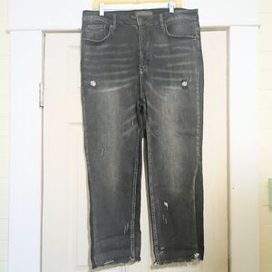 Risen High Rise Raw Hem Cropped Ankle Jeans 18/20